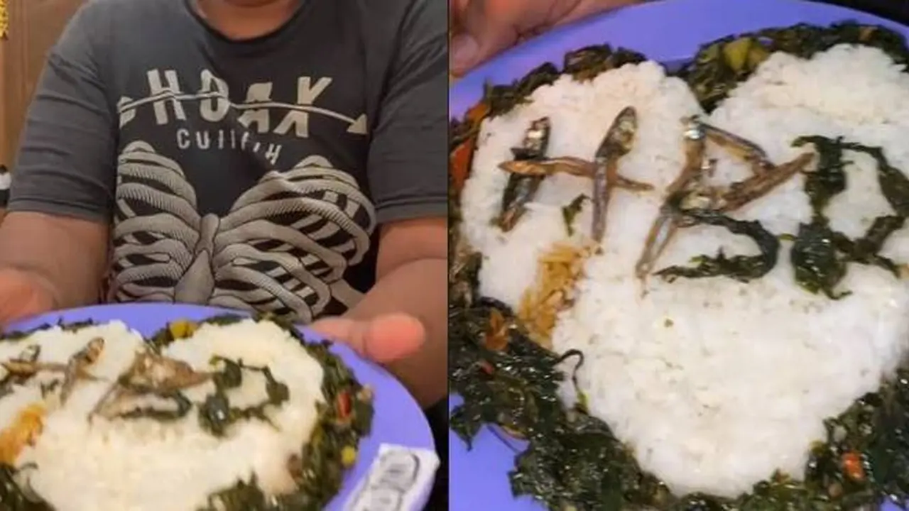 Viral, Suami Beri Kejutan Ultah Istri Pakai Sayur Lauk Teri Ini Tetap Bikin Bahagia
