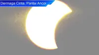 Fenomena Gerhana Matahari Hibrida di Dermaga Cinta Pantai Ancol. (Foto: Tangkapan layar Youtube Info BMKG)