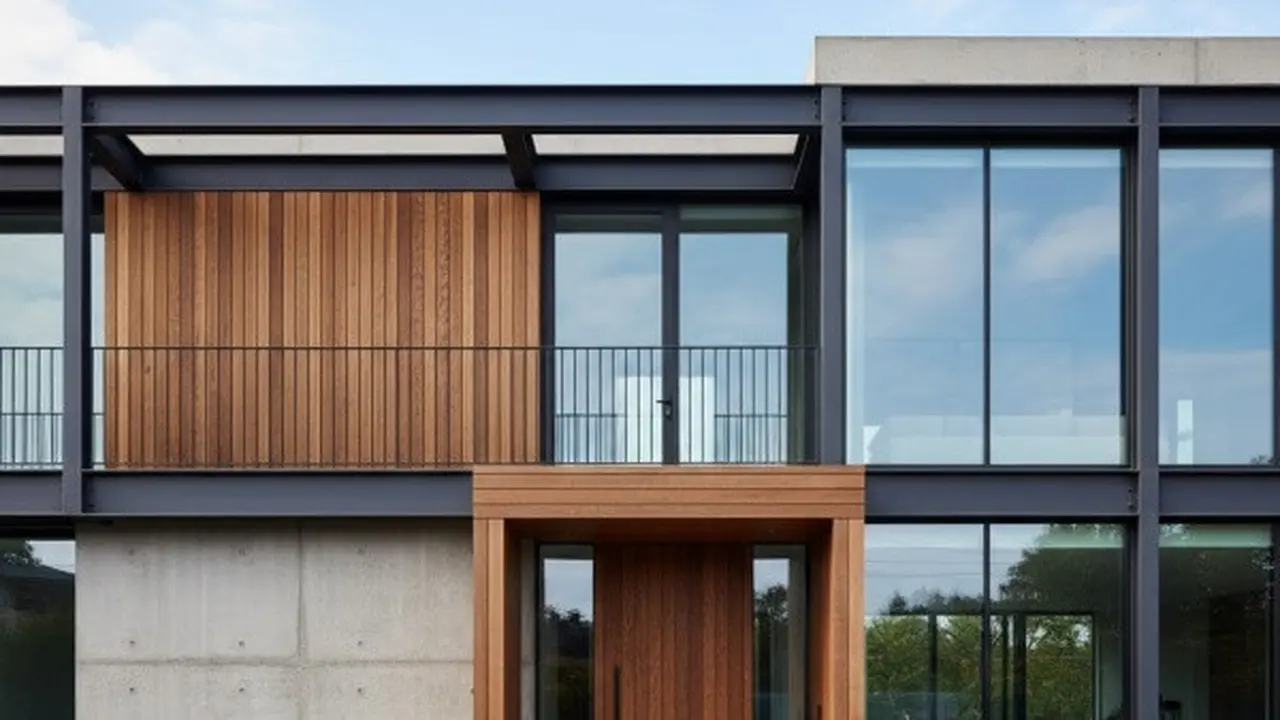 Rumah Minimalis Modern dengan Aksen Kayu (Sumber: Gemini AI)