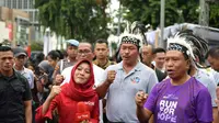 Menpora Zainudin Amali saat mengikuti acara Car Free Day (CFD) Anti Narkoba bareng Polda Metro di Bundaran Hotel Indonesia, Jakarta, Minggu (23/2) pagi.