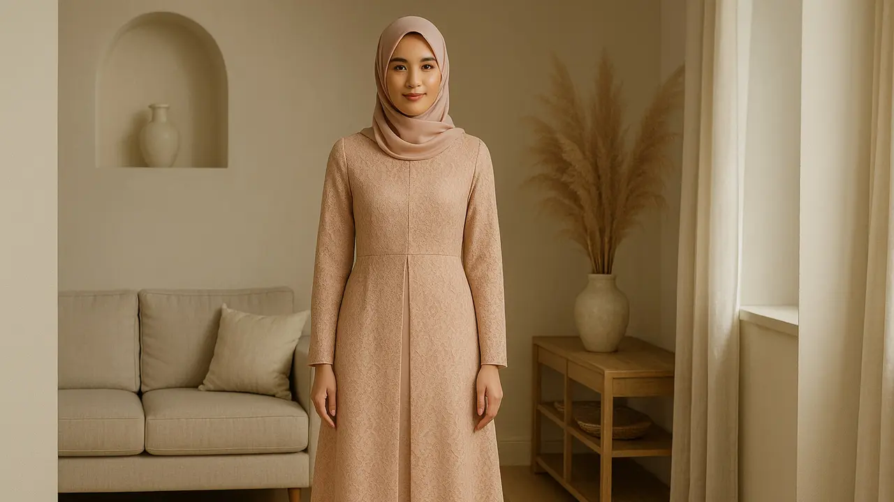 11 Rekomendasi Gamis Brokat Belah Tengah yang Sedang Tren di 2025, Anggun dan Elegan Tanpa Berlebihan