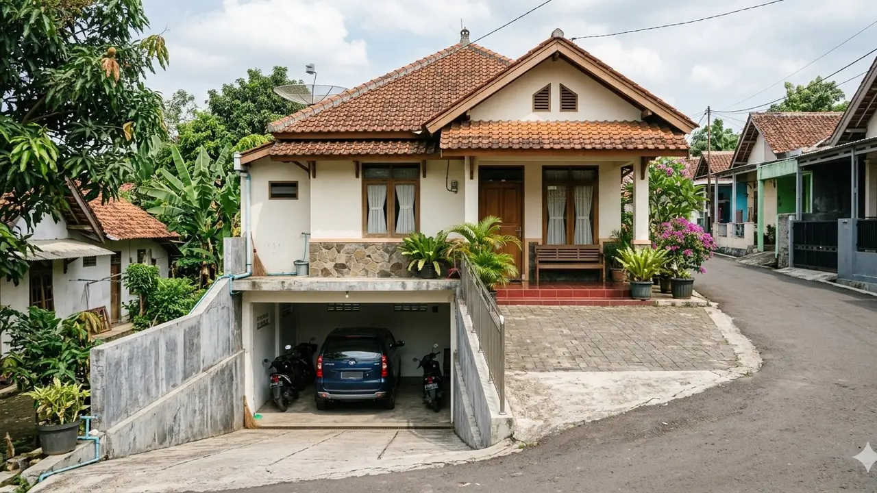 Rumah Sederhana dengan Garasi Luas (Foto: Gemini AI)