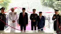 Presiden Joko Widodo atau Jokowi dan Wakil Presiden Ma'ruf Amin meninjau lokasi sumur Lubang Buaya dalam peringatan Hari Kesaktian Pancasila, 1 Oktober 2023. (Youtube Sekretariat Presiden)