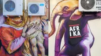 Falko One menghidupkan rumah-rumah di desa dengan lukisan grafitinya. Sumber: BoredPanda