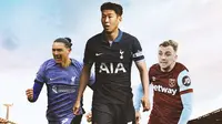 Ilustrasi - Darwin Nunez, Son Heung-min, Jarrod Bowen (Bola.com/Adreanus Titus)