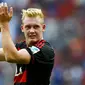 1. Julian Brandt, Bayern Leverkusen, sudah menjadi andalan meski masih berusia 19 tahun membuat dirinya dianggap sebagai calon bintang masa depan. (AFP/Sascha Schuermann)