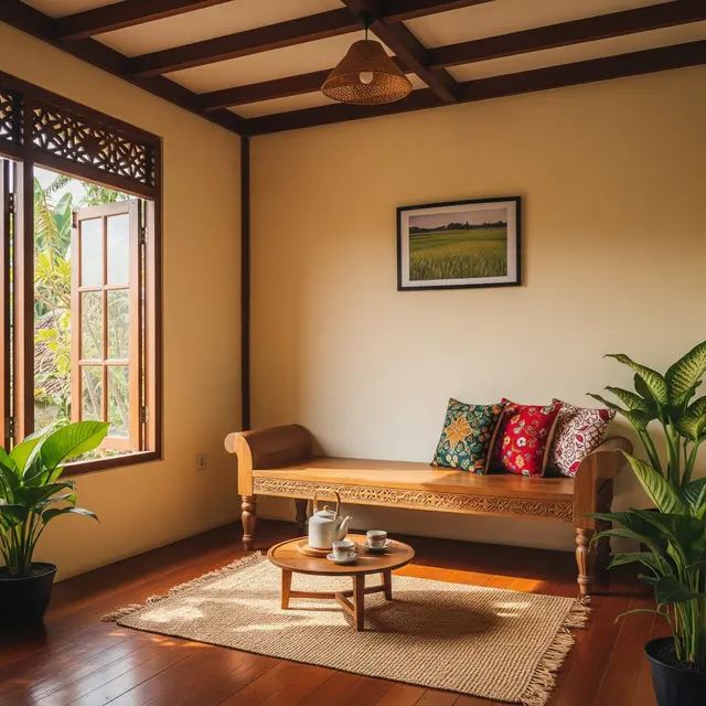 9 Model Ruang Tamu Rumah di Desa Tanpa Sofa tapi Tetap Nyaman