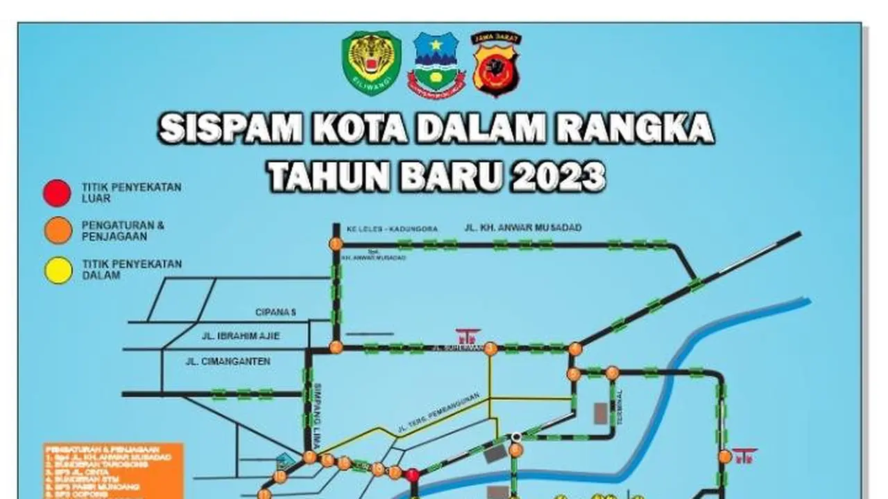 Satuan Lalu Lalinta Polres Garut, Jawa Barat merekayasa belasan jalur lalu lintas menuju pusat kota Garut, menjelang pesta perayaan penyambutan tahun baru 2023 nanti malam. (Liputan6.com/Jayadi Supriadin)