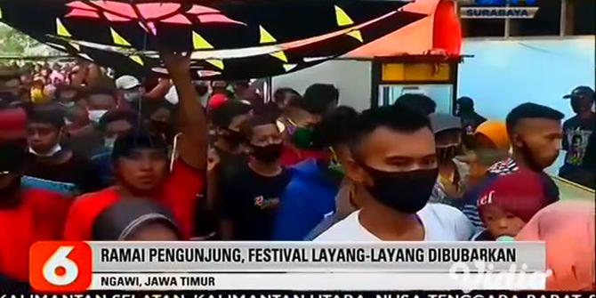 VIDEO: Ramai Pengunjung, Festival Layang-Layang Dibubarkan di Ngawi