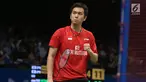 Hendra Setiawan meluapkan ekspresi saat laga melawan Hiroyuki Endo/Yuta Watanabe (Jepang) di babak 32 besar Indonesia Open 2017 di Jakarta, Rabu (14/6). Hendra Setiawan/Boon Heong Taan unggul 10-21, 26-24, 23-21. (Liputan6.com/Helmi Fithriansyah)