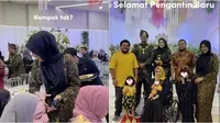 Momen kocak tamu wanita pakai baju kembaran dengan pengantin pria. (Sumber: TikTok/@han.idham)