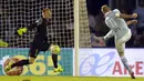 Pemain Celta Vigo, John Guidetti, menaklukkan kiper Barcelona, Andre Ter Stegen untuk mencetak gol keempat dalam lanjutan La Liga Spanyol di Stadion Balaidos, Vigo, Spanyol, Kamis (24/9/2015) dini hari WIB. (Reuters/Miguel Vidal)