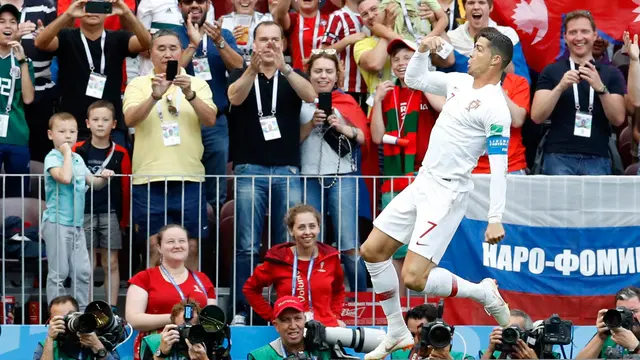 Selebrasi Ronaldo Usai Cetak Gol ke Gawang Maroko