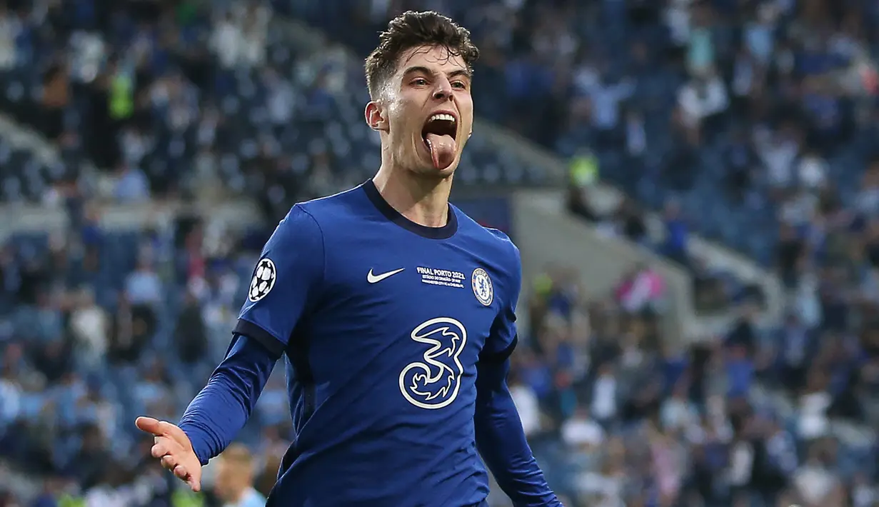 Kai Havertz. Gelandang serang Jerman berusia 22 tahun ini didatangkan Chelsea dari Bayer Leverkusen pada 4 September 2020 dengan nilai transfer 72 juta pounds. Musim lalu ia telah bermain dalam 45 laga di semua kompetisi dengan mencetak 9 gol. (Foto: AFP/Pool/Jose Coelho)