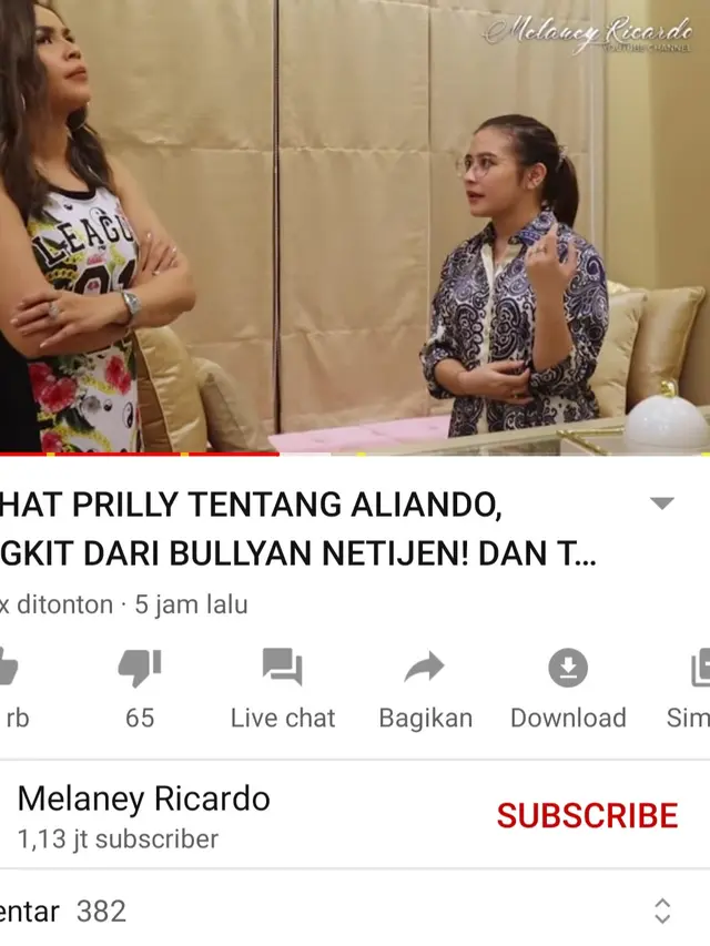 Unggahan Melaney Ricardo. (Foto: YouTube Melaney Ricardo)