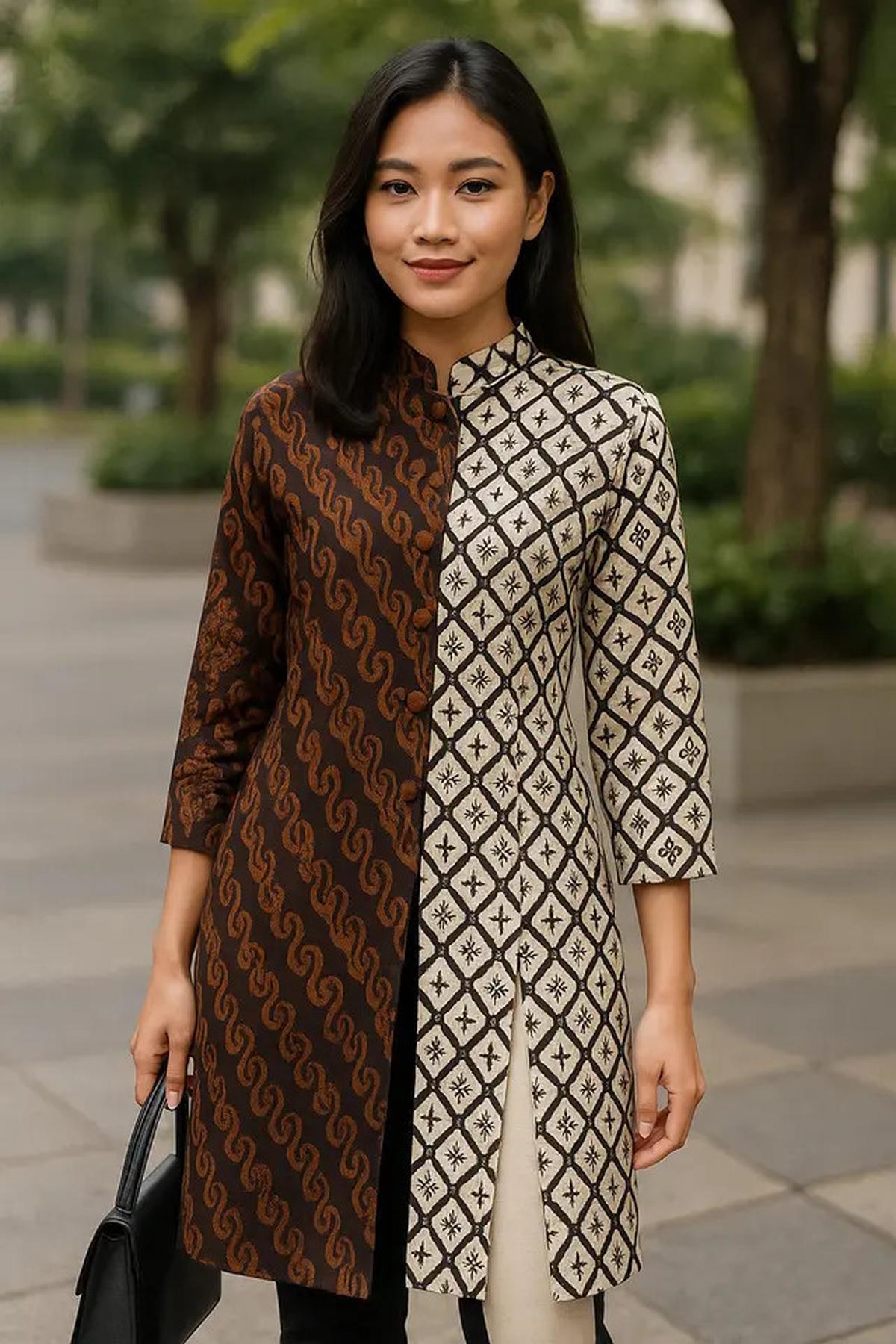 8 Model Tunik Batik Kancing Samping dengan Belahan Panjang 2025, Tampil Lebih Langsing dan Anggun