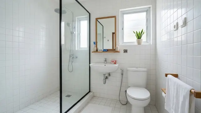 Model Kamar Mandi Kecil dengan Shower yang Tetap Terlihat Luas