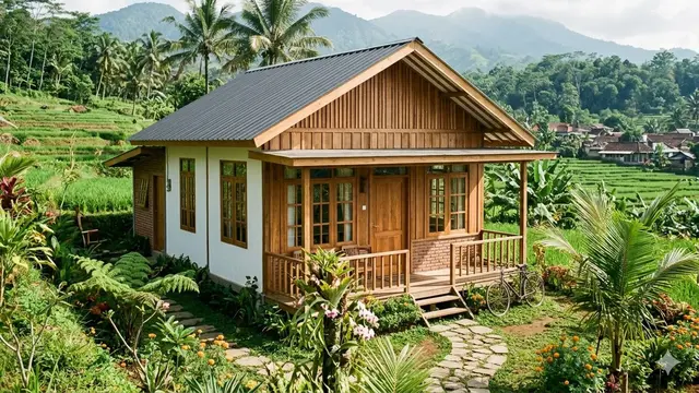 Desain Rumah Kecil Semi Kayu yang Hemat Biaya Namun Tetap Menawan