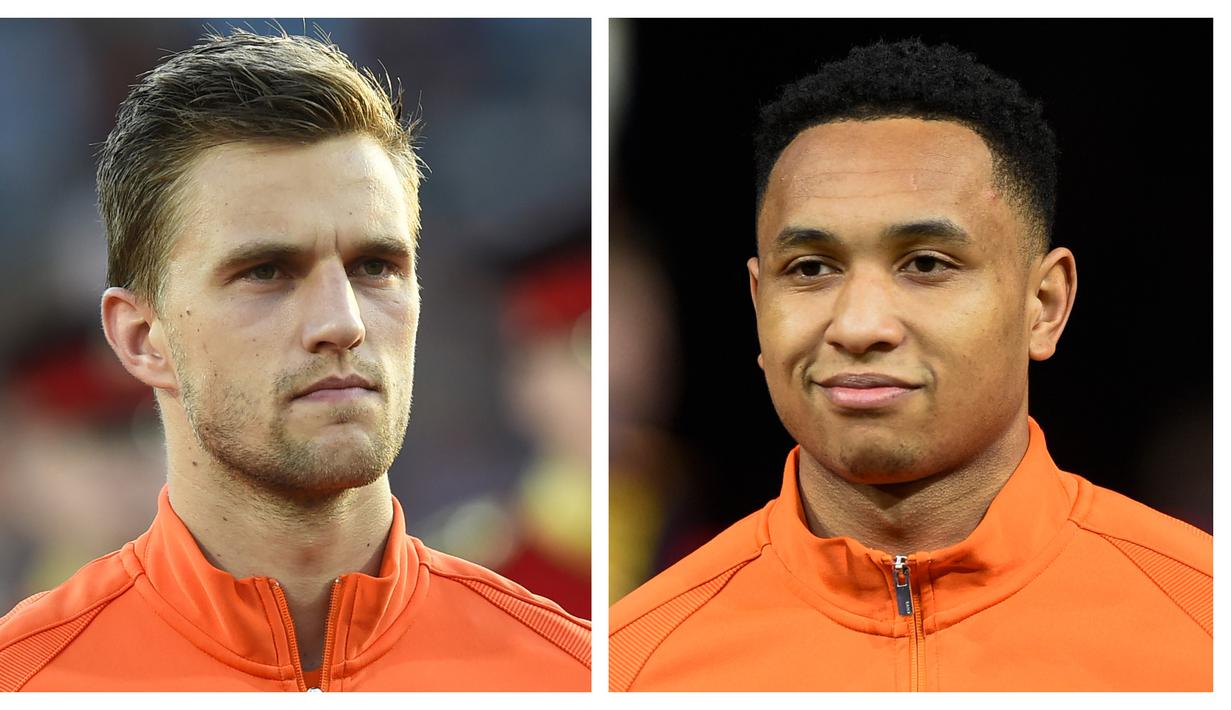Timnas Belanda di bawah asuhan pelatih Frank de Boer segera mengumumkan 26 pemain dari 34 nominasi yang akan berlaga di Piala Eropa 2020. Dari 34 nominasi, dua di antaranya merupakan pemain keturunan Indonesia yang berposisi sebagai bek. Siapakah mereka? (Kolase Foto AFP)