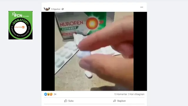 Tangkapan layar klaim tablet Nurofen Ibuprofen mengandung logam graphene oxide