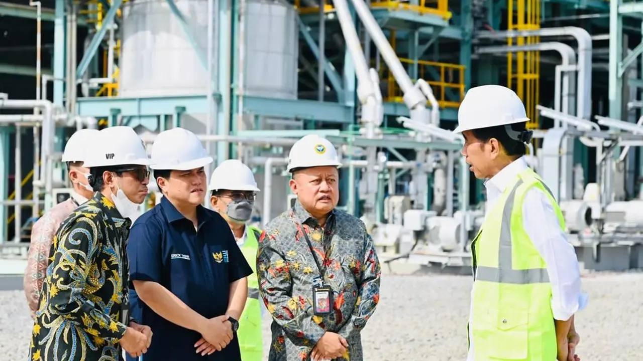 Peresmian pengoperasian pabrik NPK PIM oleh Presiden Joko Widodo (Jokowi) dan Menteri BUMN Erick Thohir pada hari Jumat (10/2/2023)