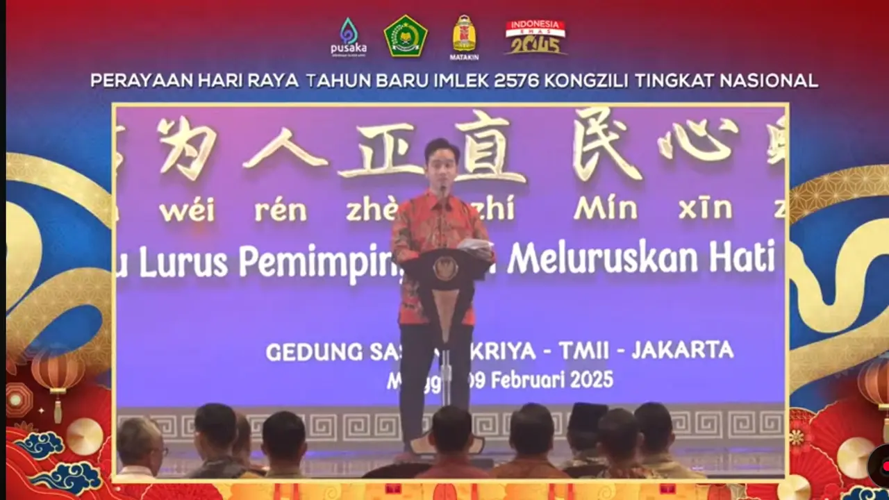 Wapres Gibran Rakabuming Raka menghadiri Perayaan Hari Raya Tahun Baru Imlek Nasional mewakili Presiden Prabowo Subianto.