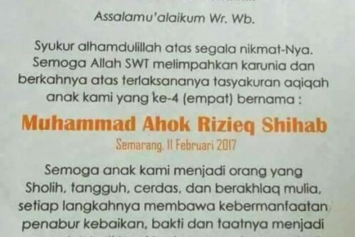 Ketika Ahok dan Rizieq Shihab Berdamai Dalam Nama Seorang Bayi