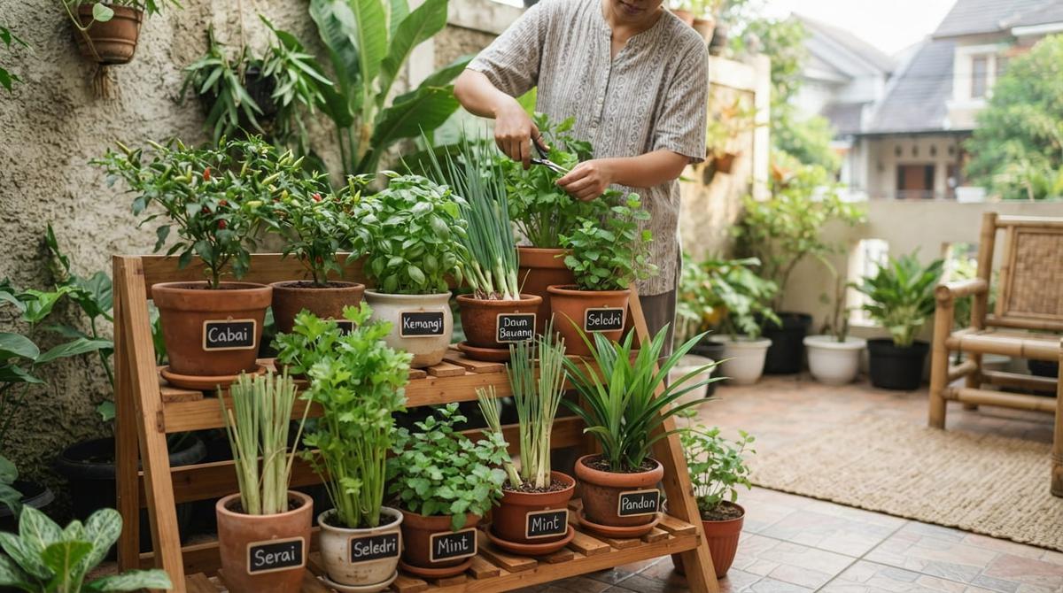 Cara Membuat Kebun Bumbu Dapur Kecil di Teras Rumah