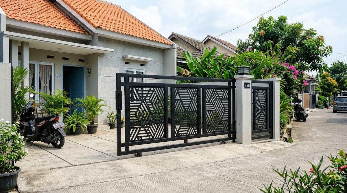 Model Gerbang Besi Hollow untuk Rumah Tipe 36/AI Generated
