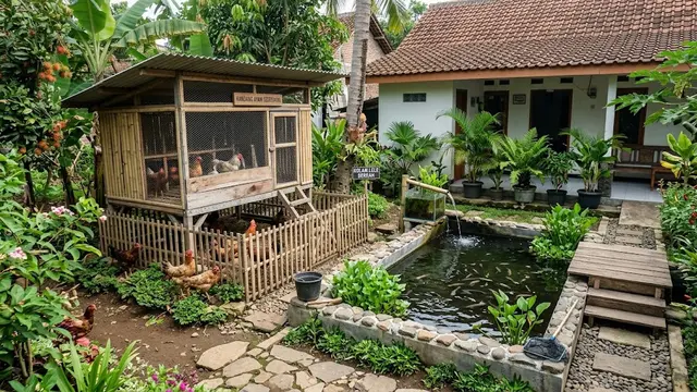 9 Desain Kandang Ayam dan Kolam Lele dalam Satu Lahan untuk Rumah Kecil