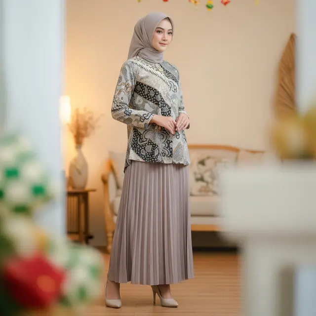 Model Batik Wanita Lebaran Terbaru dengan Potongan Simple
