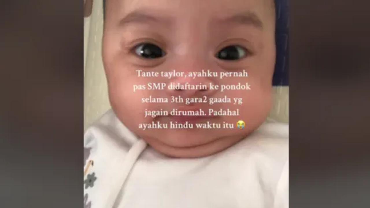 Cerita ini bermula saat suaminya dimasukkan ke Pondok Pesantren saat duduk di bangku SMP. "Tante Taylor, ayahku pernah pas SMP didaftarin ke pondok selama 3 tahun," tulisnya dalam video.