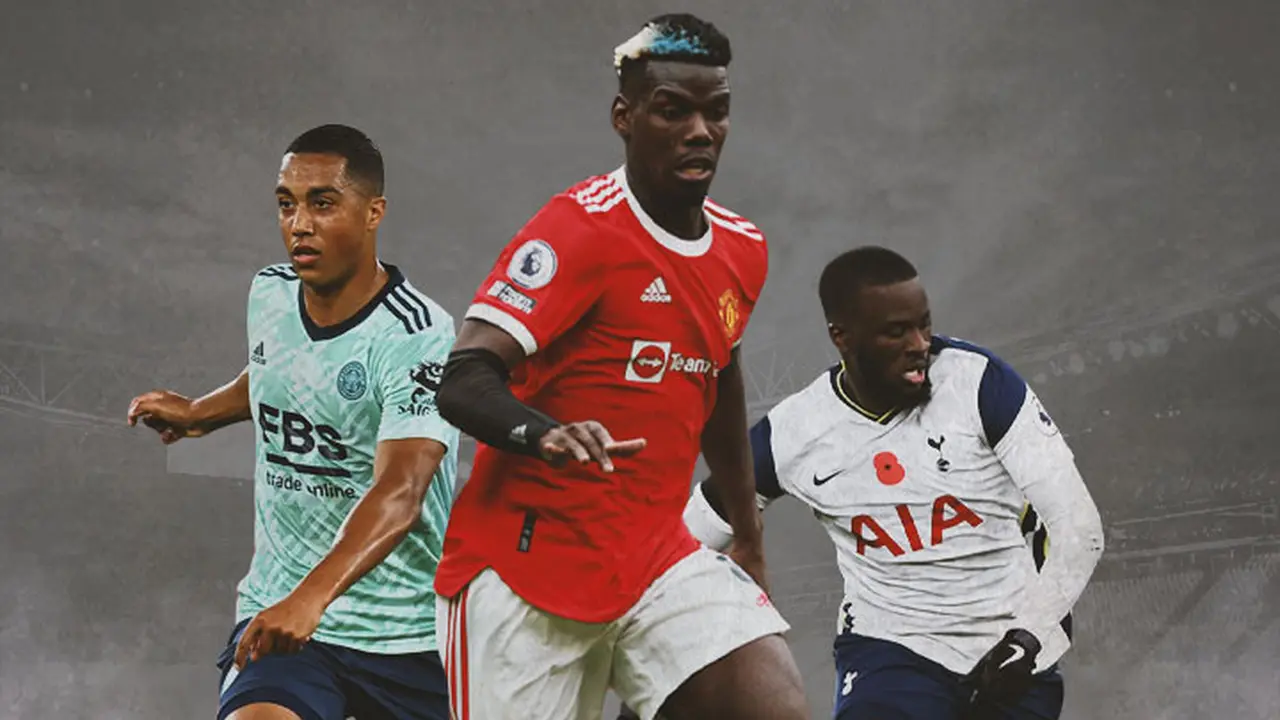 Ilustrasi - Youri Tielemans, Paul Pogba, Tanguy Ndombele