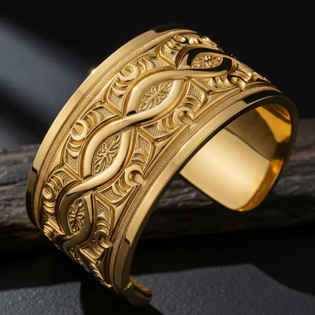 Gelang Emas dengan Motif Ukiran Etnik yang Timeless