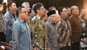 Wakil Presiden (Wapres), Ma'ruf Amin saat menghadiri Rapat Kerja Nasional Program Pembangunan Keluarga, Kependudukan, dan Keluarga Berencana (Bangga Kencana) dan Penurunan Stunting di Auditorium Badan Kependudukan dan Keluarga Berencana Nasional (BKKBN), Jakarta Timur, Kamis (24/4/2024). (Dok. Tim Biro Pers Setwapres)