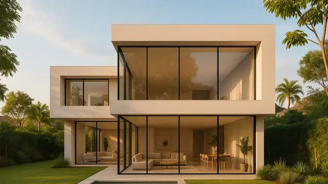 Desain Rumah Minimalis Mewah 2025 Dengan Fasad Full Glass/Ilustrasi gambar oleh AI