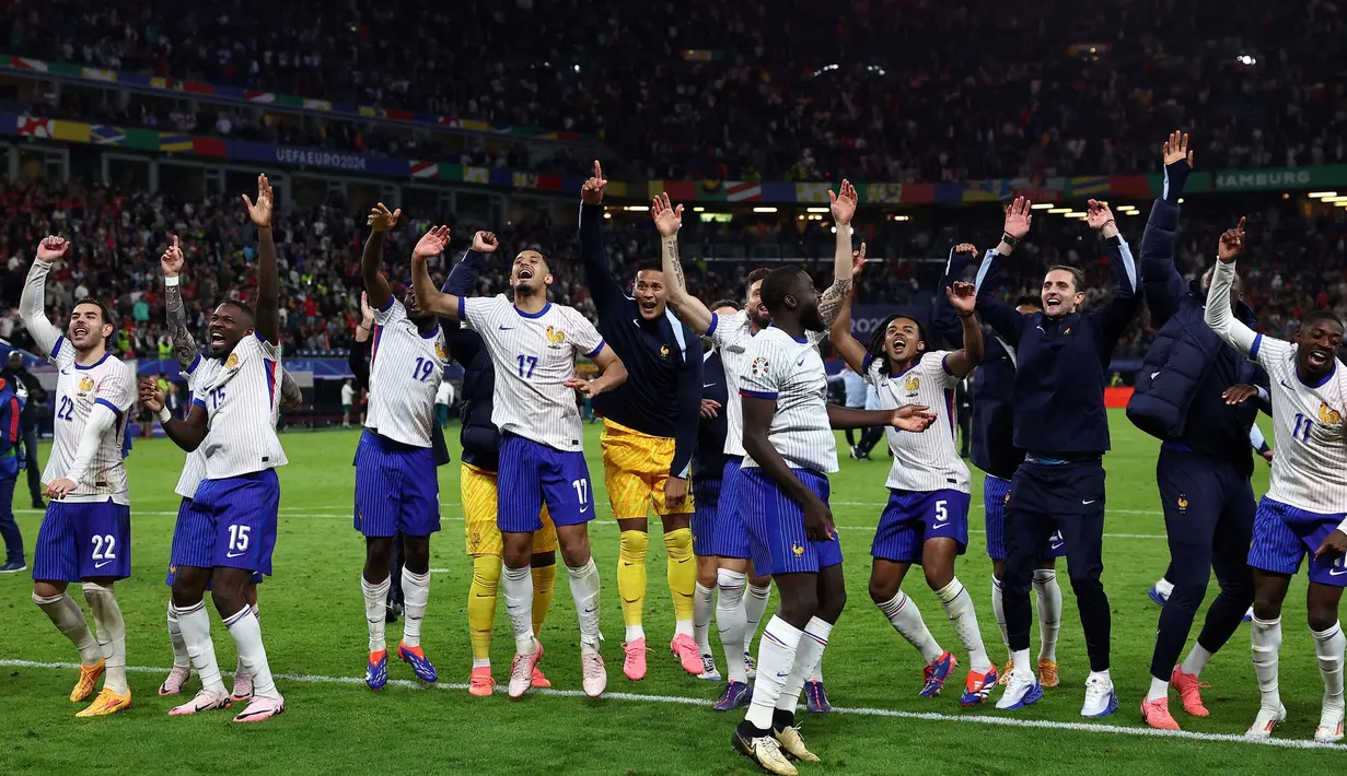 Di semifinal Euro 2024, Prancis akan menantang Spanyol yang sebelumnya berhasil menyingkirkan Jerman. (FRANCK FIFE/AFP)