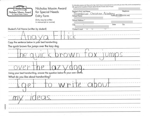 Tulisan tangan Anaya yang masih berusia 7 tahun | Photo: Copyright metro.co.uk