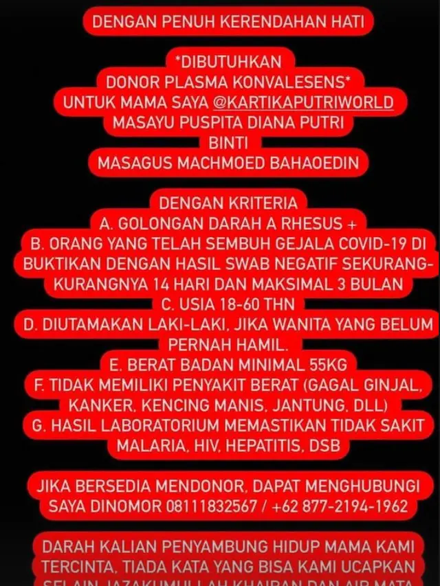 Unggahan Kartika Putri. (Foto: Instagram @kartikaputriworld)