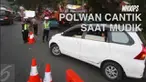 Polwan cantik yang bertugas di jalur Nagreg ini menjadi sorotan netizen
