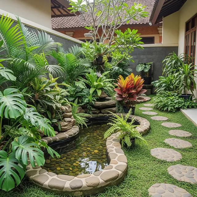 9 Ide Taman Minimalis dengan Kolam Ikan Kecil Ramah Anak, Estetik dan Aman