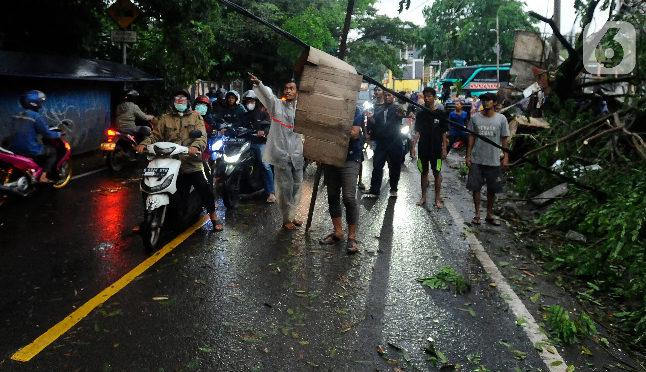 Hujan Es Disertai Angin Kencang Sebabkan Pohon Tumbang Di Sawangan Depok Foto Liputan Com