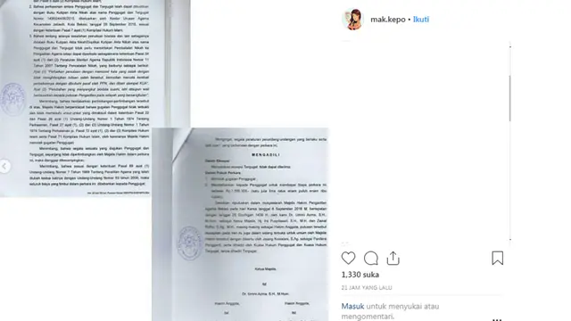 Berkas pengadilan Kriss Hatta dan Hilda Vitria