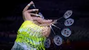 <p>Foto teknik multiple exposure pebulu tangkis tunggal putra Indonesia, Alwi Farhan saat melawan wakil Korea Selatan, Jeon Hyeok-jin pada babak kualifikasi Indonesia Masters 2025 yang berlangsung di Istora Senayan, Jakarta, Selasa (21/01/2025). (Bola.com/Bagaskara Lazuardi)</p>