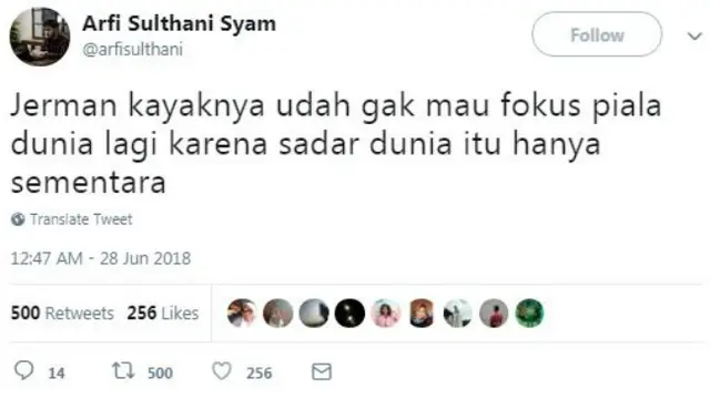 Banyak warganet ikut menanggapi kekalahan timnas Jerman melalui cuitan-cuitan kocak di Twitter.