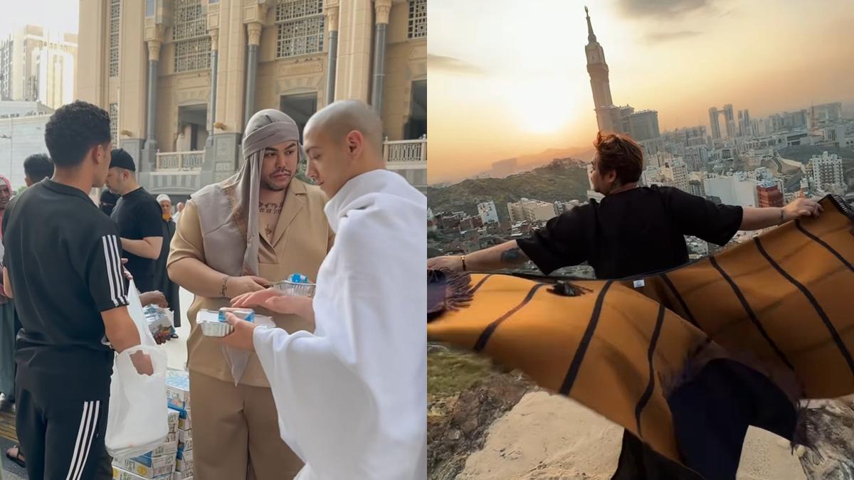7 Potret Ivan Gunawan Bagi Makanan di Masjidil Haram, Curi Perhatian Pakai Sorban