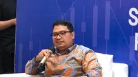Head of Mandiri Institute Teguh Yudo Wicaksono dalam diskusi Sudah tepatkan arah kebijakan Pajak Kita dalam RAPBN 2024, di Jakarta Selatan, Selasa (29/8/2023). (Tira/Liputan6.com)