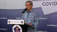 Juru Bicara Pemerintah untuk Penanganan COVID-19 di Indonesia, Achmad Yurianto saat konferensi pers Corona di Graha BNPB, Jakarta, Sabtu (6/6/2020). (Dok Badan Nasional Penanggulangan Bencana/BNPB)