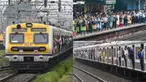 Foto kolase memperlihatkan kondisi transportasi kereta di Mumbai, India, Kamis (8/9/2022). Transportasi rel umumnya digunakan untuk transportasi jarak jauh di India. (Indranil MUKHERJEE/AFP)