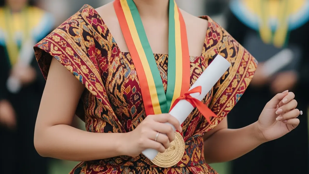 Model Dress Endek untuk Wisuda